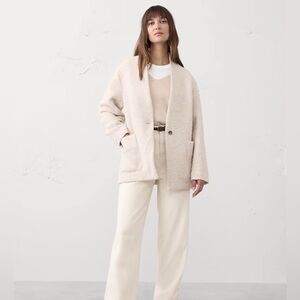 NWT Banana Republic Factory Knit Bouclé Coat Jacket Oyster Pearl Medium